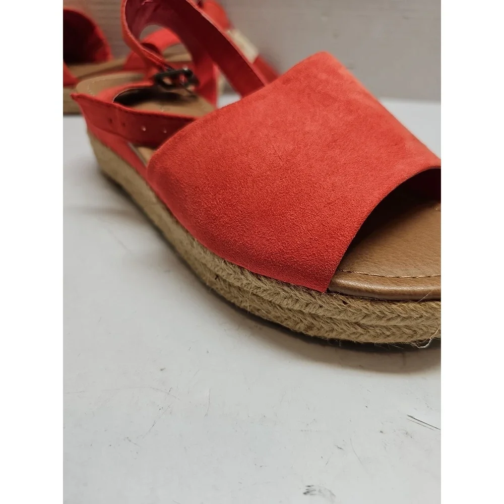 Lane Bryant Womens Coral Ankle Strap Wedge Espadrille Sandals 8W Platform